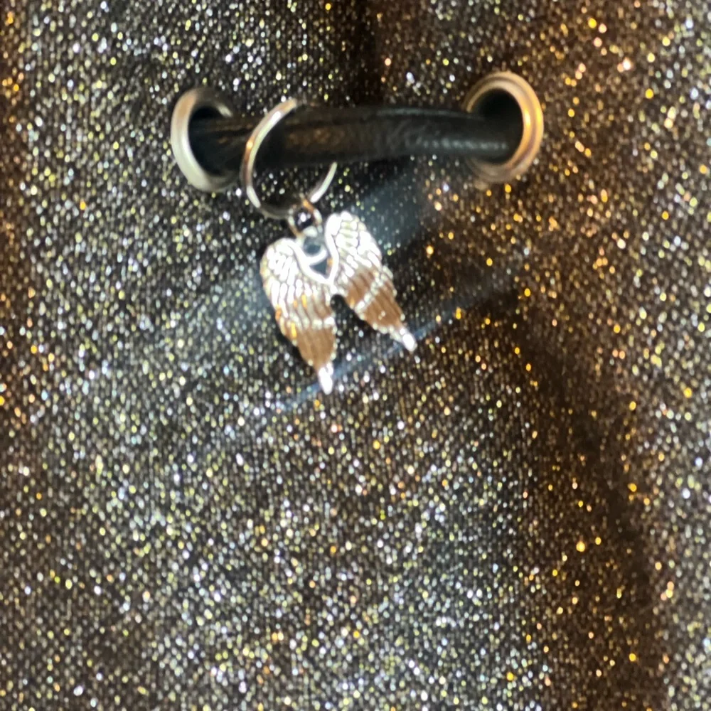 Victoria's Secret glitter drawstring silver backpack like new